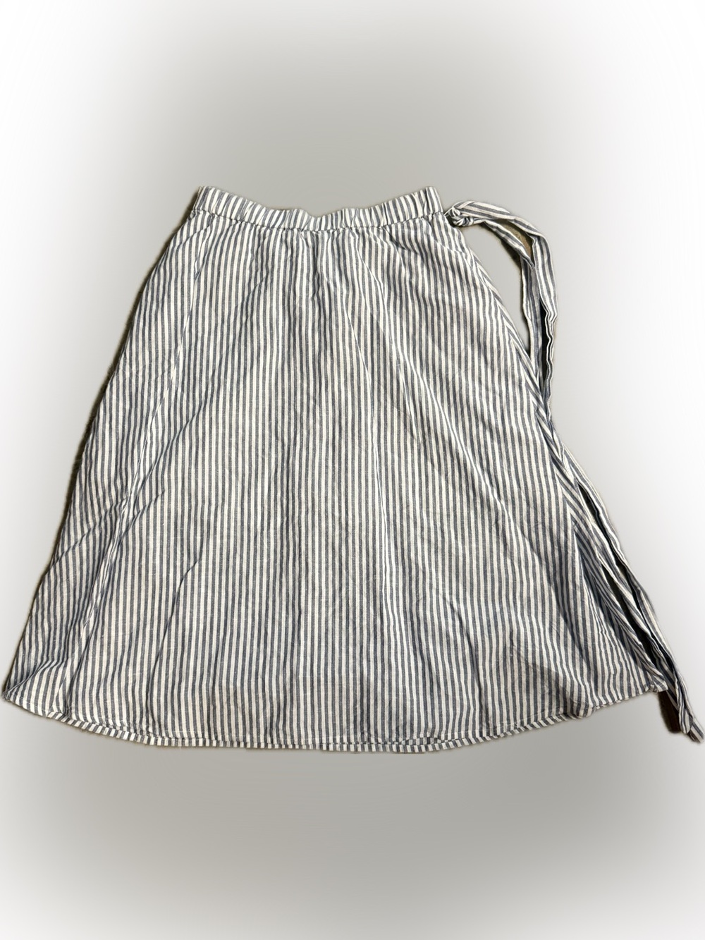 Talbots Blue and White Striped A-Line Wrap Skirt Pockets Cotton MP